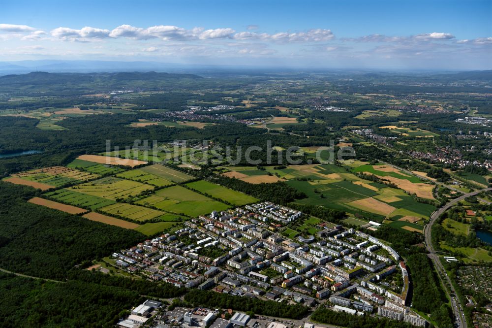 Rieselfeld von oben - Wohngebiet am Feldrand in Rieselfeld im Bundesland Baden-Württemberg, Deutschland