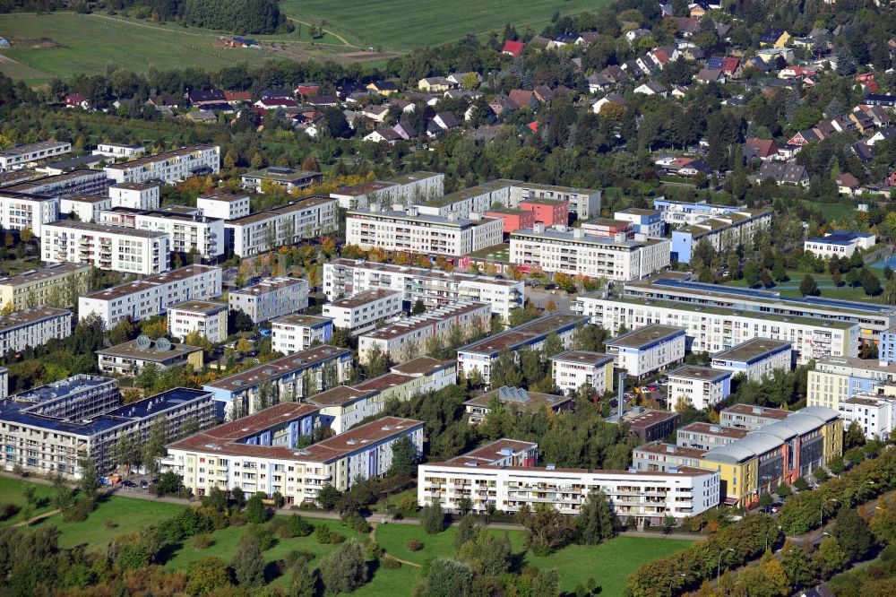 Luftaufnahme Berlin - Wohngebiet Gartenstadt Rudow im Süden des Bezirks Neukölln in Berlin