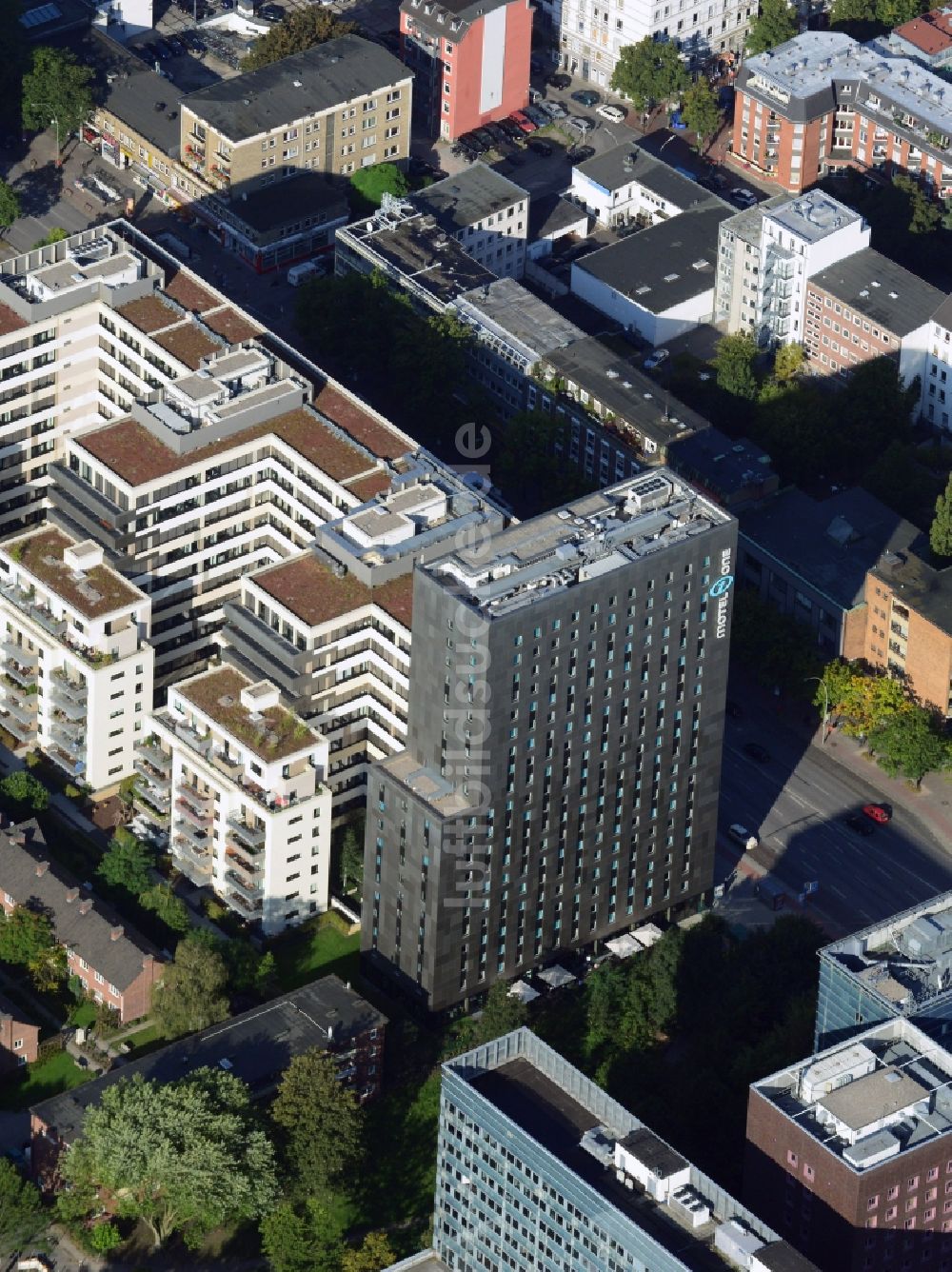 Luftaufnahme Hamburg - Wohngebiet mit Hotelgebäude und Wohngebäude Komplex im Stadtteil St. Georg in Hamburg