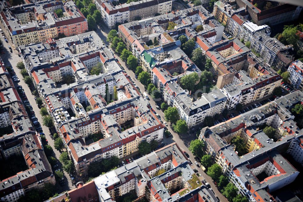 Berlin Prenzlauer Berg von oben - Wohngebiet an der Hufelandstraße in Berlin-Prenzlauer Berg