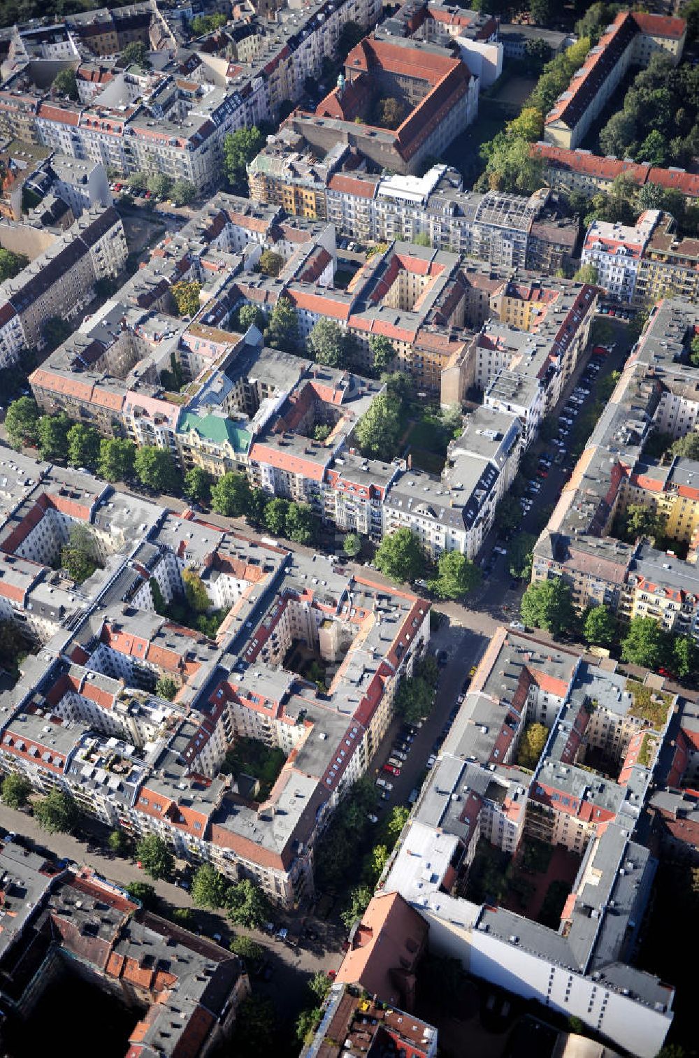 Luftbild Berlin Prenzlauer Berg - Wohngebiet an der Hufelandstraße in Berlin-Prenzlauer Berg