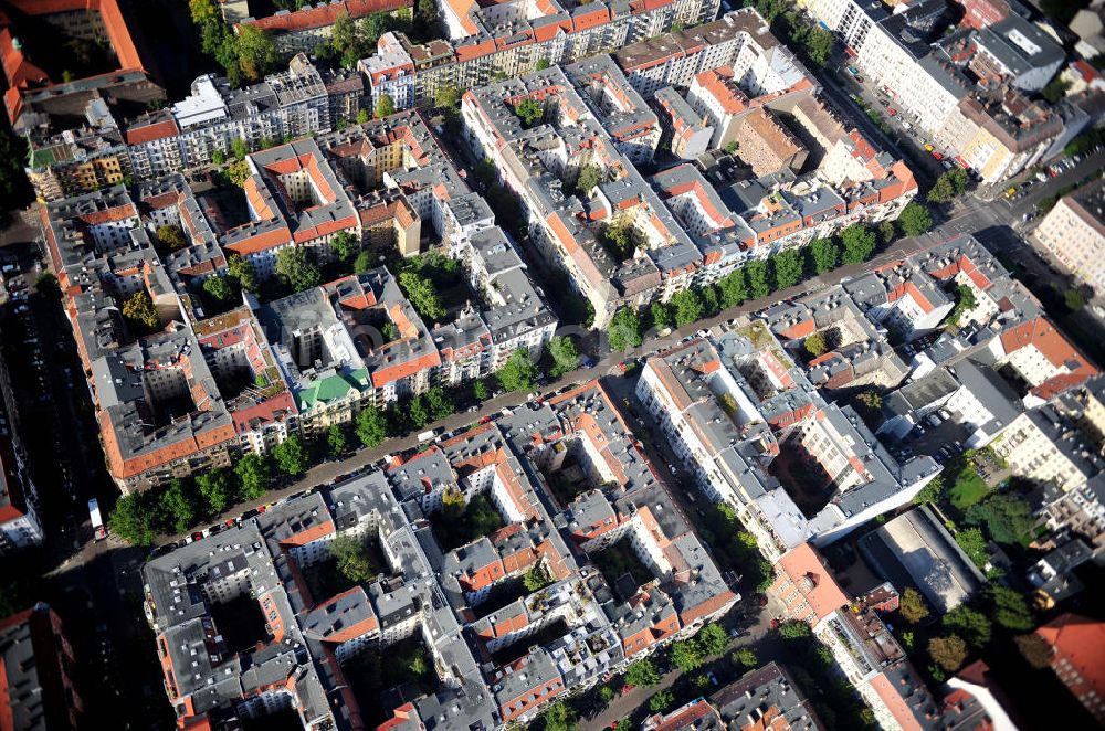 Berlin Prenzlauer Berg von oben - Wohngebiet an der Hufelandstraße in Berlin-Prenzlauer Berg