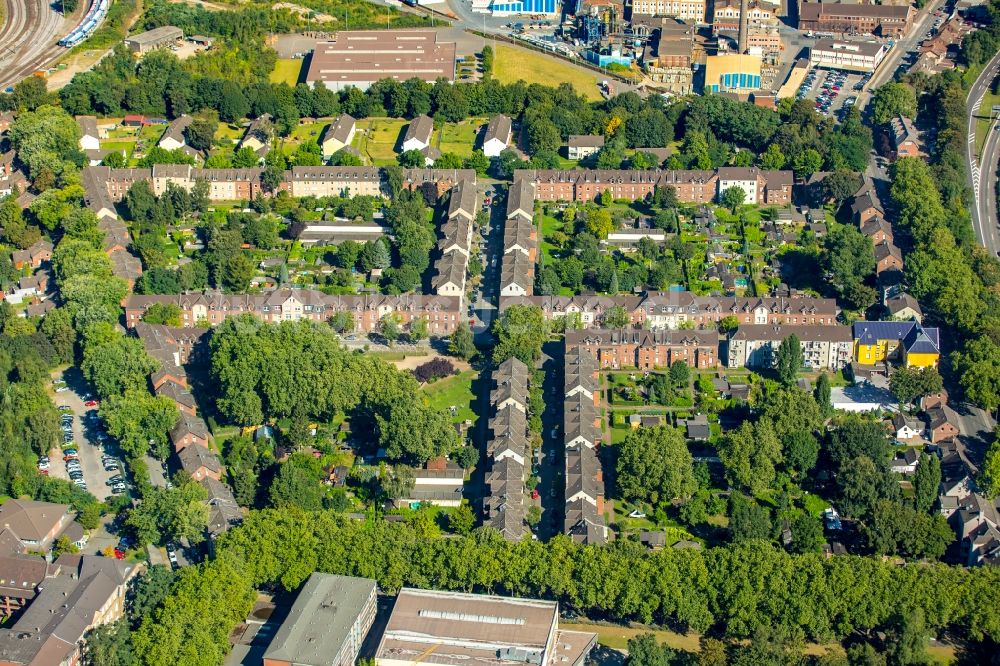 Duisburg aus der Vogelperspektive: Wohngebiet der Josef-Kolonie (Jupp-Kolonie) in Duisburg im Bundesland Nordrhein-Westfalen