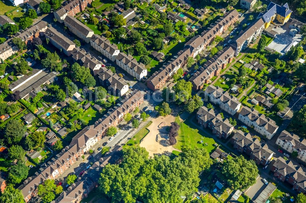 Duisburg von oben - Wohngebiet der Josef-Kolonie (Jupp-Kolonie) in Duisburg im Bundesland Nordrhein-Westfalen