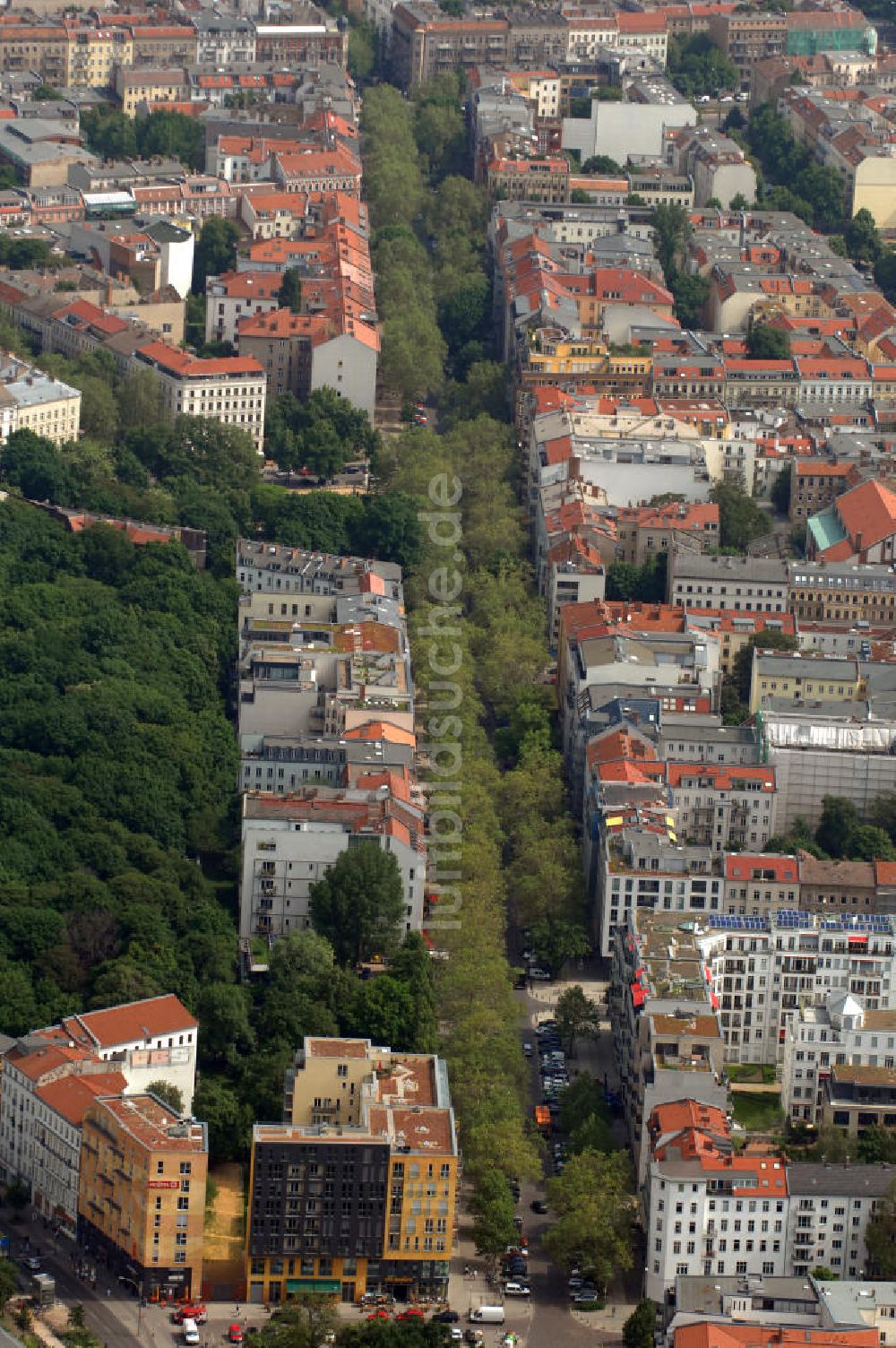 Berlin aus der Vogelperspektive: Wohngebiet Kollwitzstraße Prenzlauer Berg