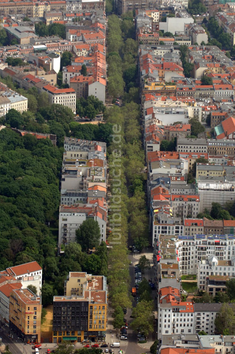 Luftaufnahme Berlin - Wohngebiet Kollwitzstraße Prenzlauer Berg