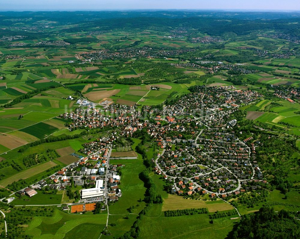 Luftaufnahme Allmersbach im Tal - Wohngebiet der Mehrfamilienhaussiedlung in Allmersbach im Tal im Bundesland Baden-Württemberg, Deutschland