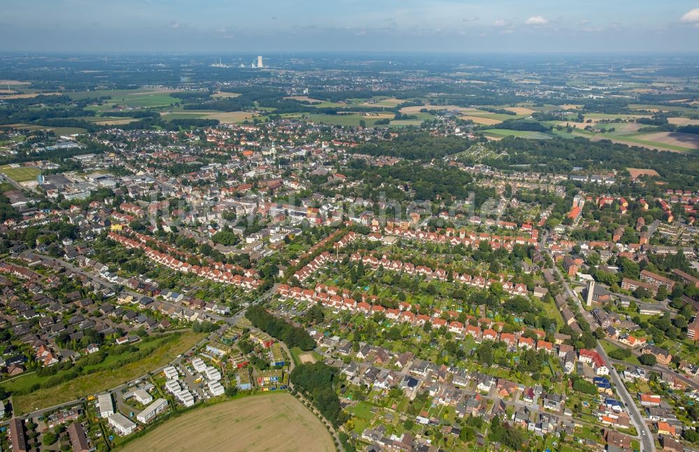 Lünen von oben - Wohngebiet der Mehrfamilienhaussiedlung Alte Kolonie Brambauer in Lünen im Bundesland Nordrhein-Westfalen