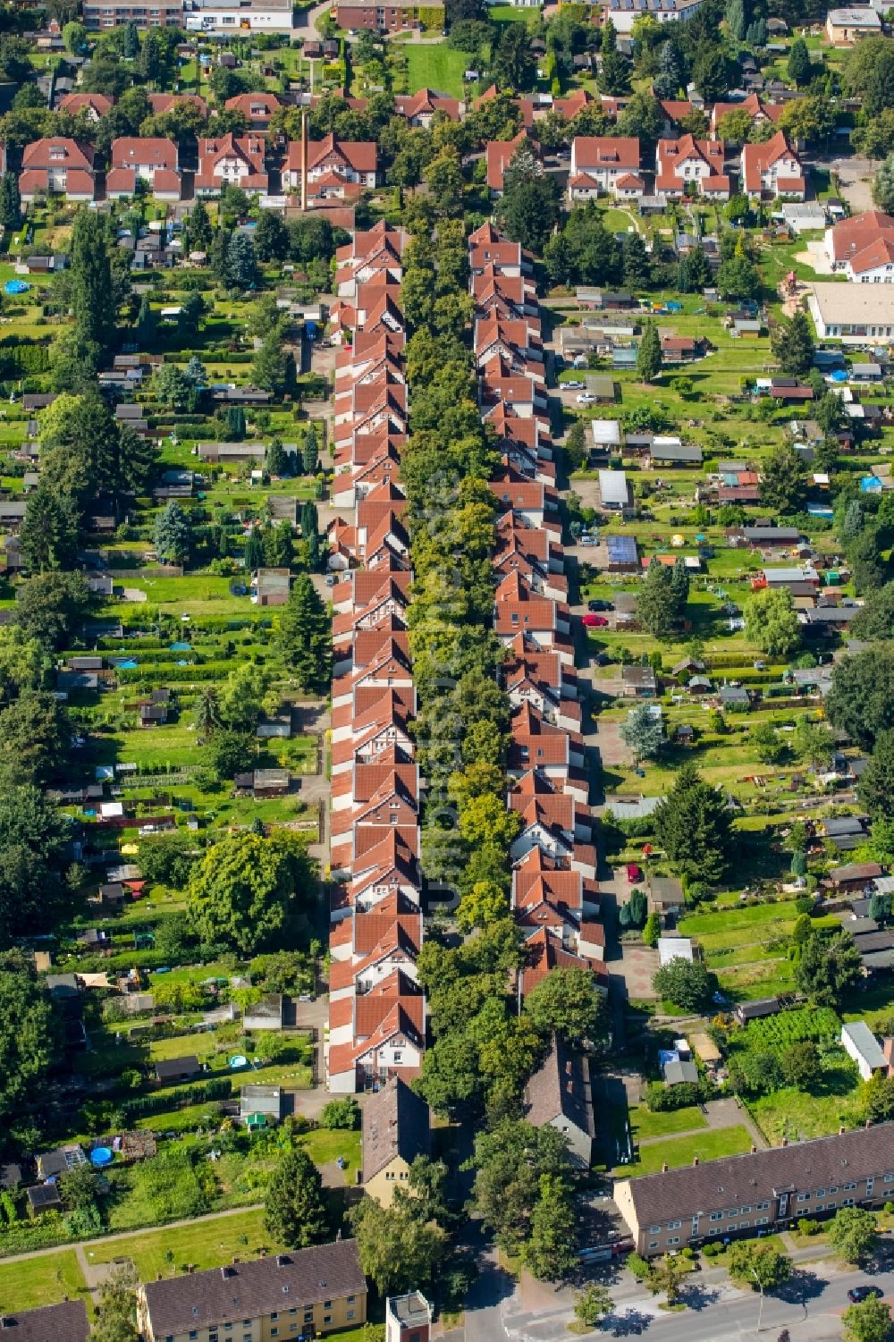 Luftaufnahme Lünen - Wohngebiet der Mehrfamilienhaussiedlung Alte Kolonie Brambauer in Lünen im Bundesland Nordrhein-Westfalen