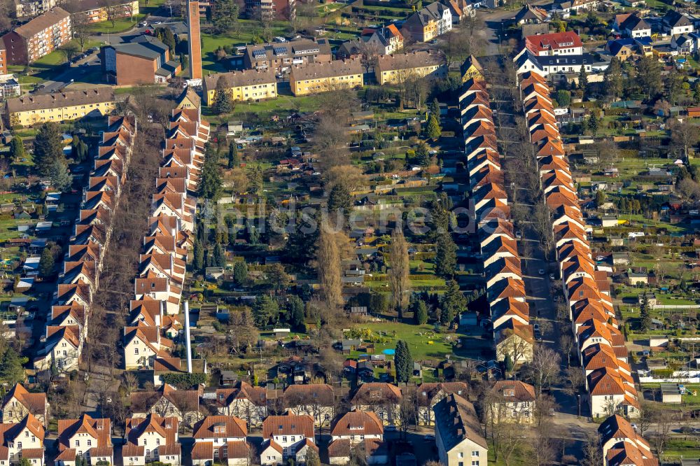 Luftbild Lünen - Wohngebiet der Mehrfamilienhaussiedlung Alte Kolonie Brambauer in Lünen im Bundesland Nordrhein-Westfalen