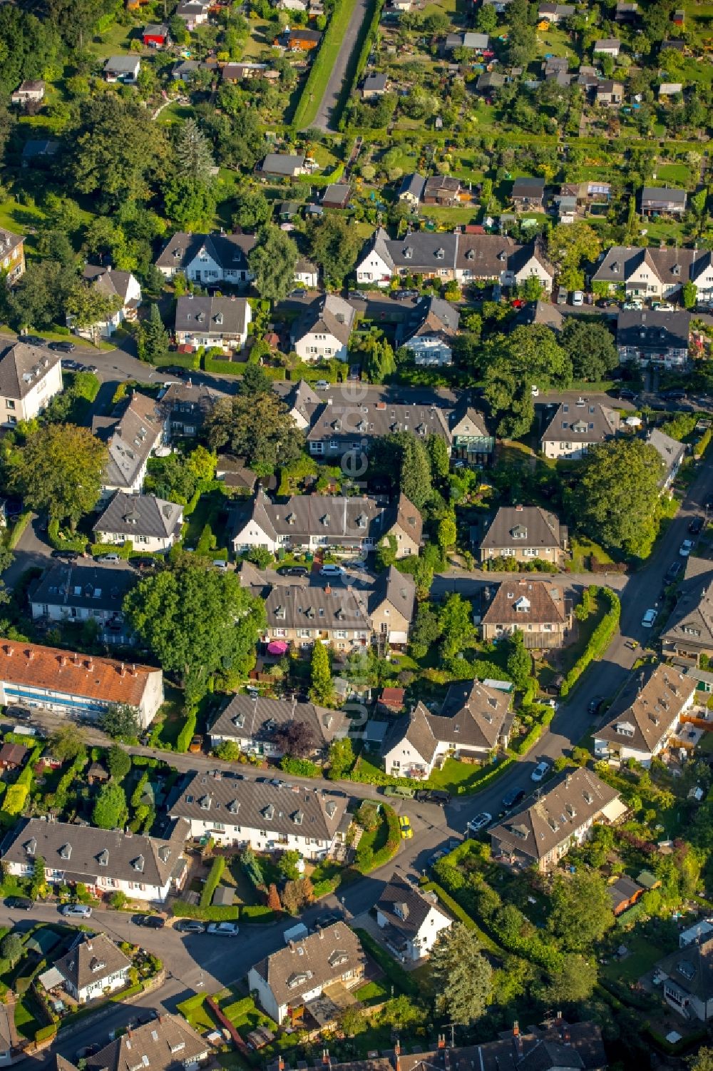 Essen aus der Vogelperspektive: Wohngebiet einer Mehrfamilienhaussiedlung Altenhofsiedlung II in Essen im Bundesland Nordrhein-Westfalen