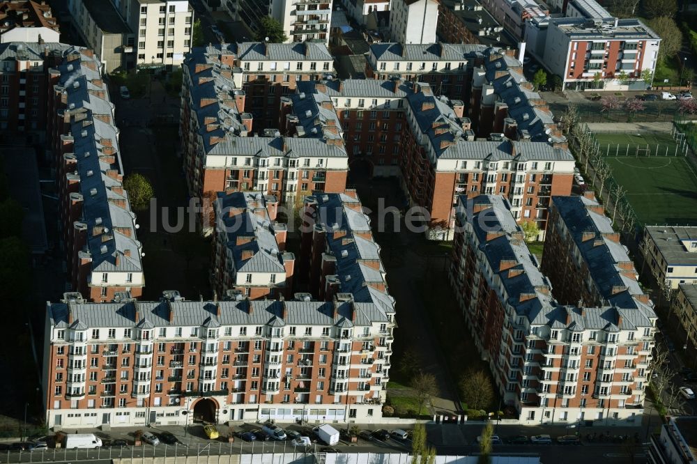 Asnières-sur-Seine aus der Vogelperspektive: Wohngebiet einer Mehrfamilienhaussiedlung in Asnières-sur-Seine in Ile-de-France, Frankreich