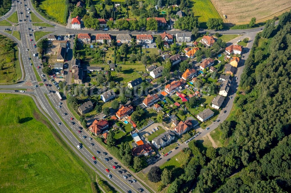 Luftbild Bottrop - Wohngebiet einer Mehrfamilienhaussiedlung Beamtensiedlung in Boymannsheide in Bottrop im Bundesland Nordrhein-Westfalen