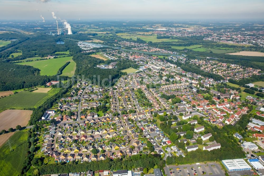 Bergkamen aus der Vogelperspektive: Wohngebiet einer Mehrfamilienhaussiedlung in Bergkamen im Bundesland Nordrhein-Westfalen