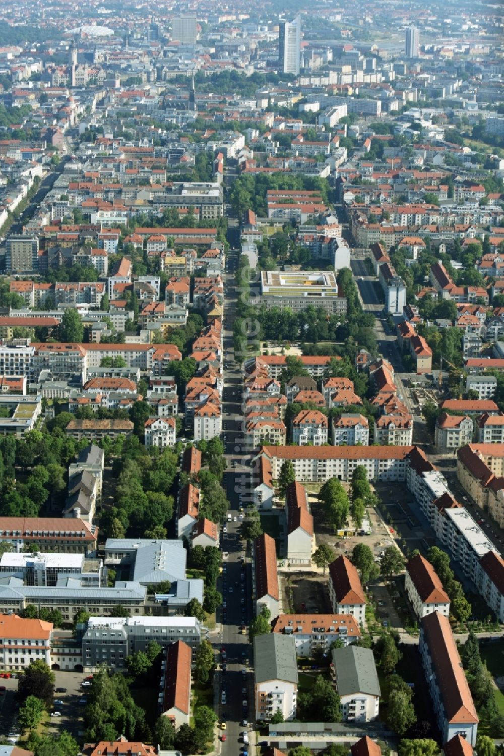 Luftbild Leipzig - Wohngebiet einer Mehrfamilienhaussiedlung Bernhard-Göring-Straße in Leipzig im Bundesland Sachsen