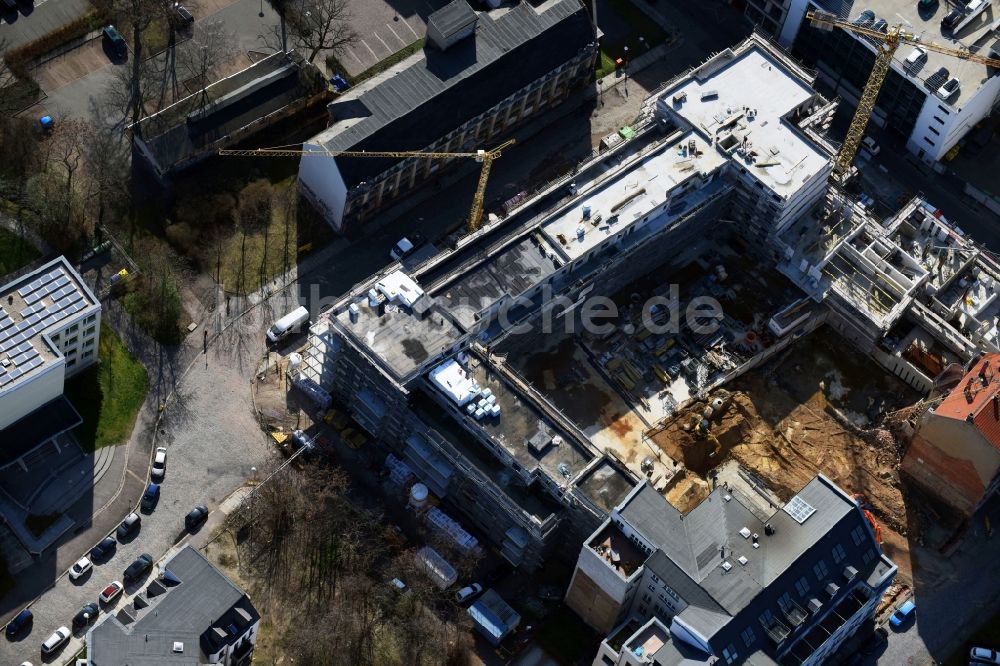 Luftaufnahme Leipzig - Wohngebiet einer Mehrfamilienhaussiedlung Büttnerstraße der Ticoncept Bauprojektentwicklungs- und Vertriebs GmbH im Ortsteil Mitte in Leipzig im Bundesland Sachsen