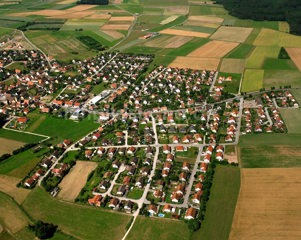 Luftaufnahme Burgoberbach - Wohngebiet der Mehrfamilienhaussiedlung in Burgoberbach im Bundesland Bayern, Deutschland