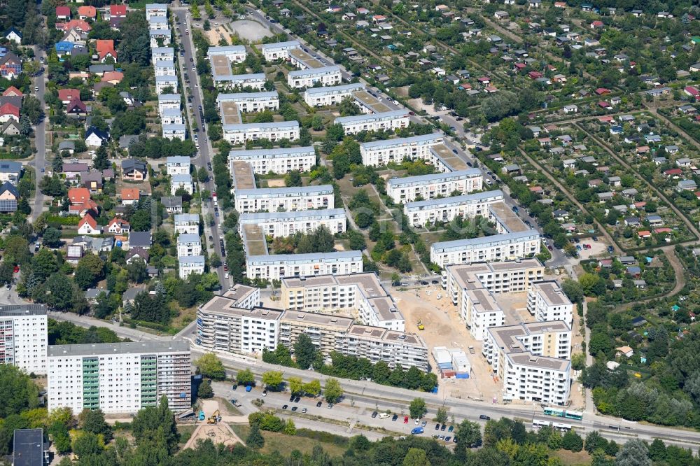 Luftaufnahme Berlin - Wohngebiet einer Mehrfamilienhaussiedlung der degewo AG an der Joachim-Ringelnatz-Straße - Hans-Fallada-Straße - Cecilienstraße im Ortsteil Biesdorf in Berlin