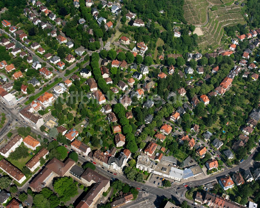 Durlach von oben - Wohngebiet der Mehrfamilienhaussiedlung in Durlach im Bundesland Baden-Württemberg, Deutschland