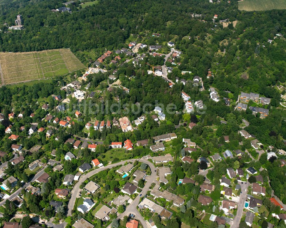 Durlach aus der Vogelperspektive: Wohngebiet der Mehrfamilienhaussiedlung in Durlach im Bundesland Baden-Württemberg, Deutschland