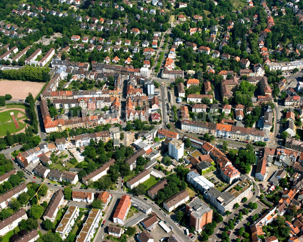 Durlach aus der Vogelperspektive: Wohngebiet der Mehrfamilienhaussiedlung in Durlach im Bundesland Baden-Württemberg, Deutschland