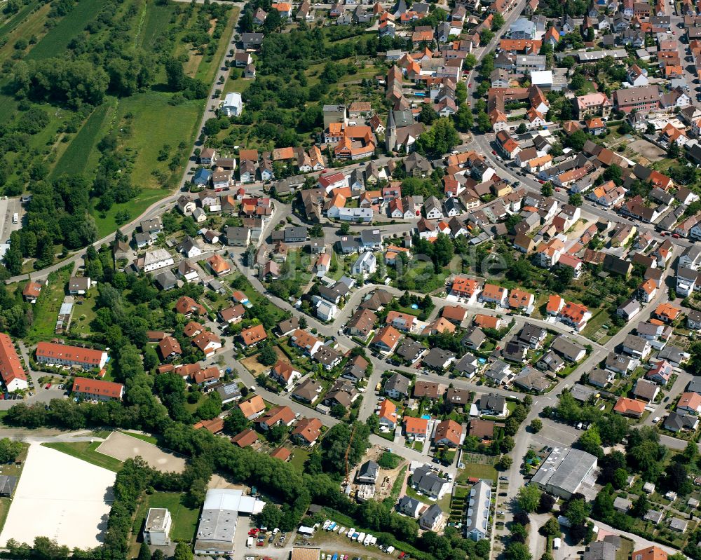 Eggenstein von oben - Wohngebiet der Mehrfamilienhaussiedlung in Eggenstein im Bundesland Baden-Württemberg, Deutschland