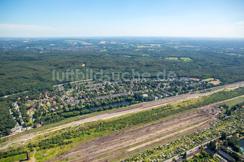 Luftbild Mülheim an der Ruhr - Wohngebiet der Mehrfamilienhaussiedlung Eisenbahner-Siedlung Wedau in Mülheim an der Ruhr im Bundesland Nordrhein-Westfalen