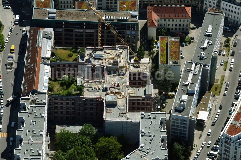 Luftaufnahme Berlin - Wohngebiet der Mehrfamilienhaussiedlung Elisabeth-Mara-Straße - Wallstraße im Ortsteil Mitte in Berlin, Deutschland