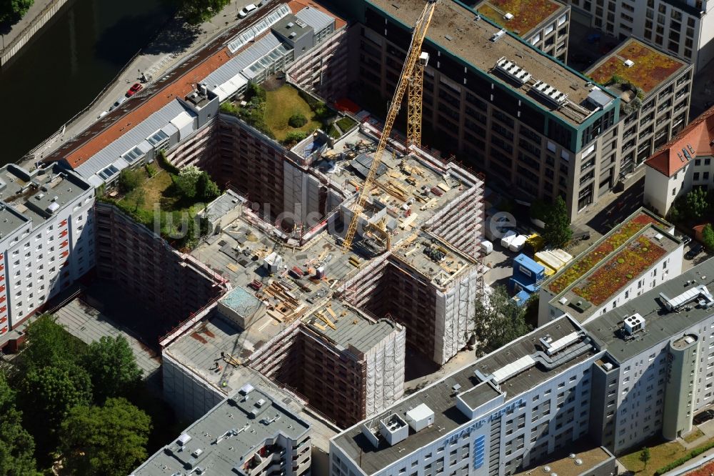 Berlin aus der Vogelperspektive: Wohngebiet der Mehrfamilienhaussiedlung Elisabeth-Mara-Straße - Wallstraße im Ortsteil Mitte in Berlin, Deutschland