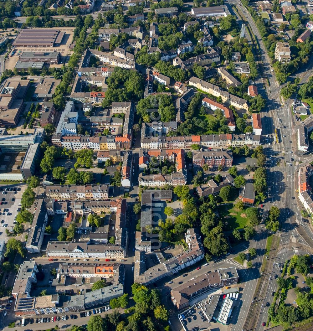 Luftbild Essen - Wohngebiet der Mehrfamilienhaussiedlung Eltingviertel in Essen im Bundesland Nordrhein-Westfalen