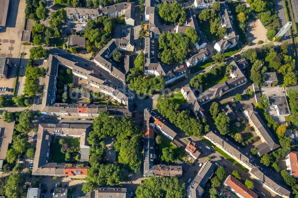 Essen aus der Vogelperspektive: Wohngebiet der Mehrfamilienhaussiedlung Eltingviertel in Essen im Bundesland Nordrhein-Westfalen