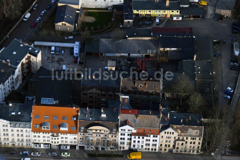 Luftaufnahme Halle (Saale) - Wohngebiet der Mehrfamilienhaussiedlung entlang der Berliner Straße in Halle (Saale) im Bundesland Sachsen-Anhalt, Deutschland