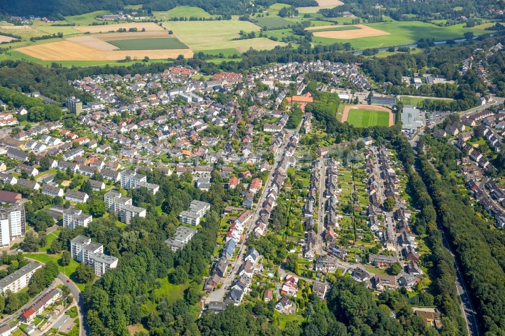 Luftbild Hattingen - Wohngebiet der Mehrfamilienhaussiedlung Gartenstadt Hüttenau in Hattingen im Bundesland Nordrhein-Westfalen