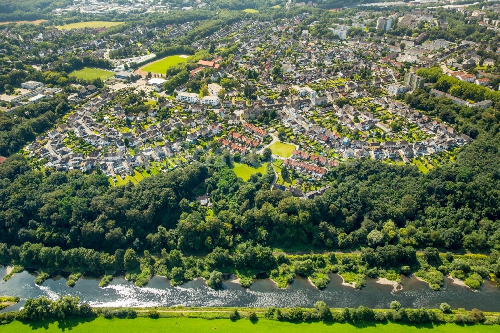 Luftbild Hattingen - Wohngebiet der Mehrfamilienhaussiedlung Gartenstadt Hüttenau in Hattingen im Bundesland Nordrhein-Westfalen