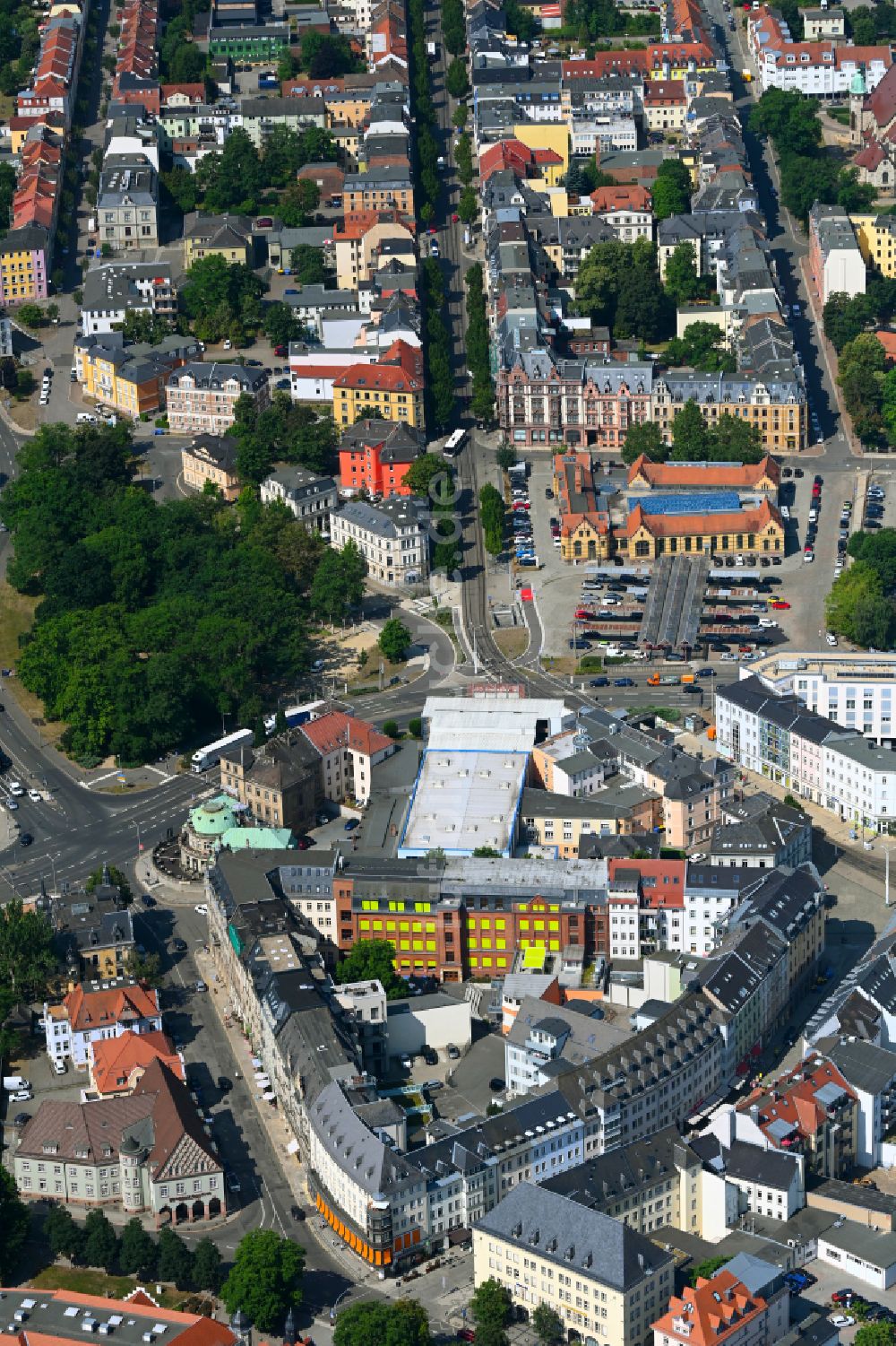 Luftbild Zwickau - Wohngebiet der Mehrfamilienhaussiedlung Georgenstraße - Schumannstraße - Äußere Plauensche Straße in Zwickau im Bundesland Sachsen, Deutschland