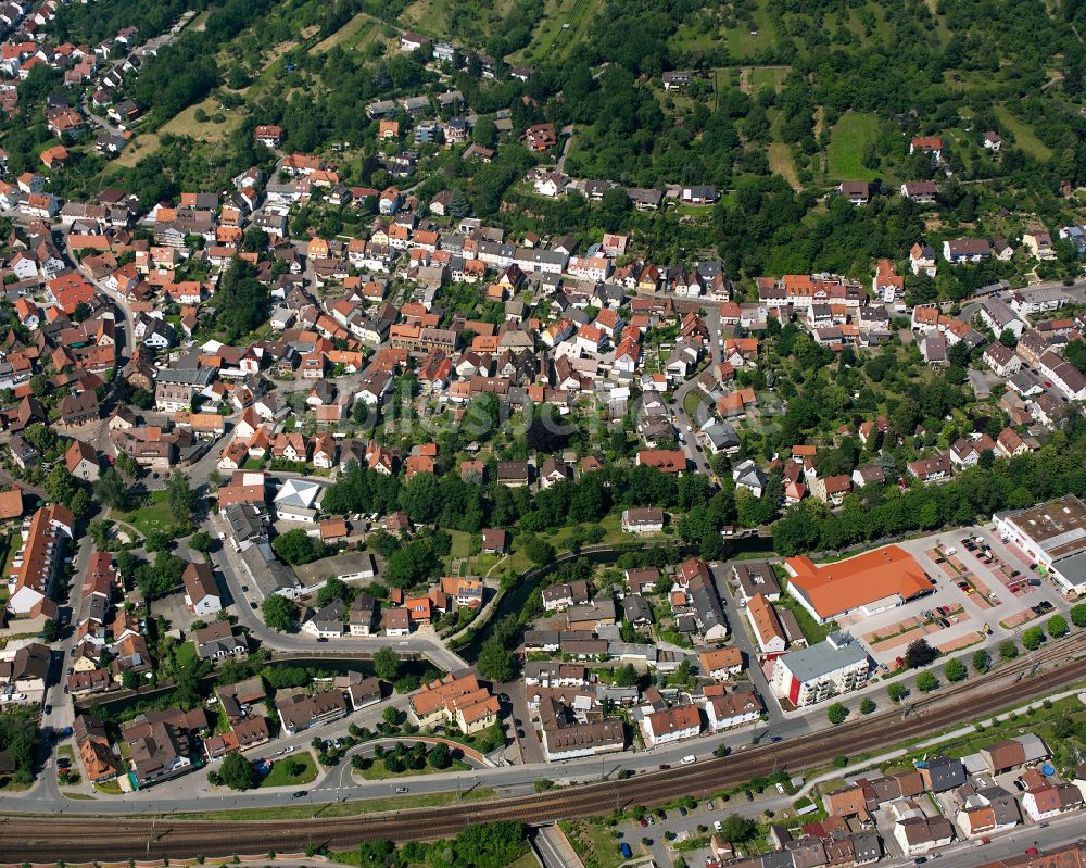 Grötzingen von oben - Wohngebiet der Mehrfamilienhaussiedlung in Grötzingen im Bundesland Baden-Württemberg, Deutschland