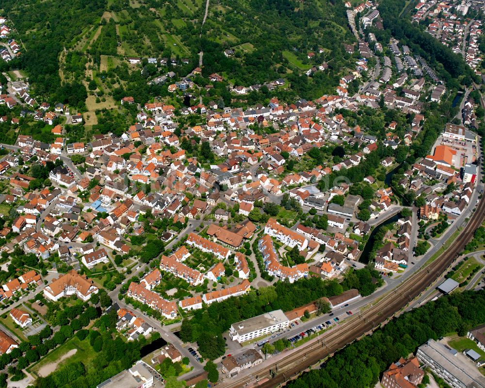 Grötzingen aus der Vogelperspektive: Wohngebiet der Mehrfamilienhaussiedlung in Grötzingen im Bundesland Baden-Württemberg, Deutschland