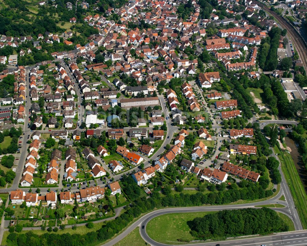 Grötzingen aus der Vogelperspektive: Wohngebiet der Mehrfamilienhaussiedlung in Grötzingen im Bundesland Baden-Württemberg, Deutschland