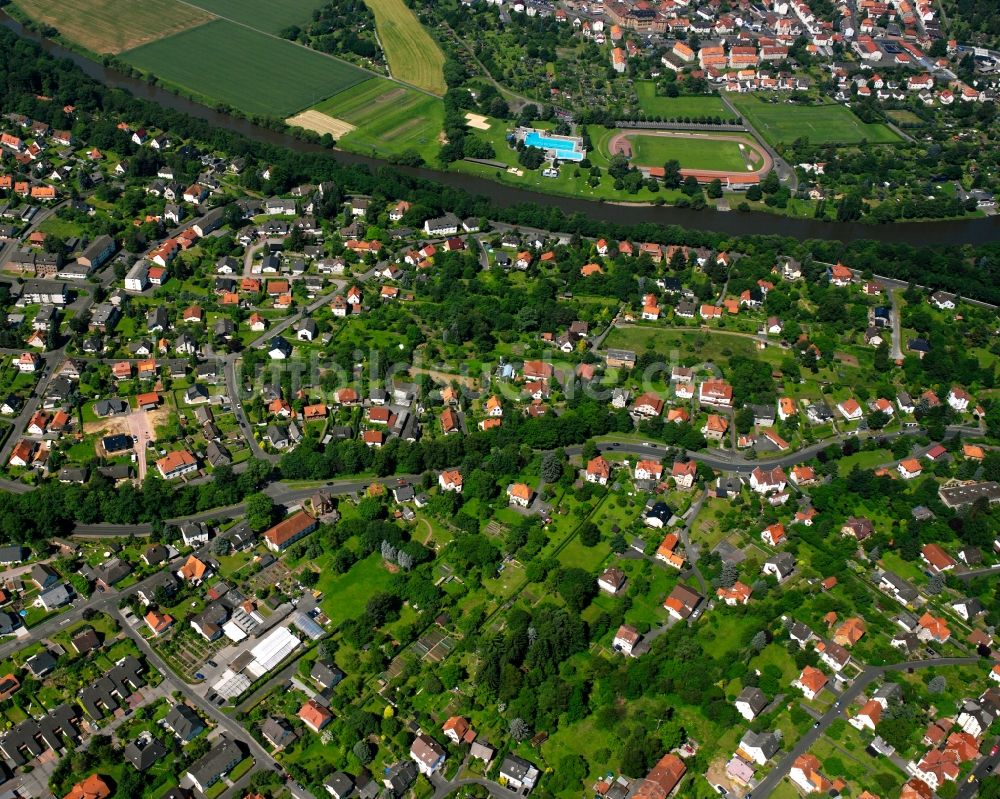 Hann. Münden aus der Vogelperspektive: Wohngebiet der Mehrfamilienhaussiedlung in Hann. Münden im Bundesland Niedersachsen, Deutschland