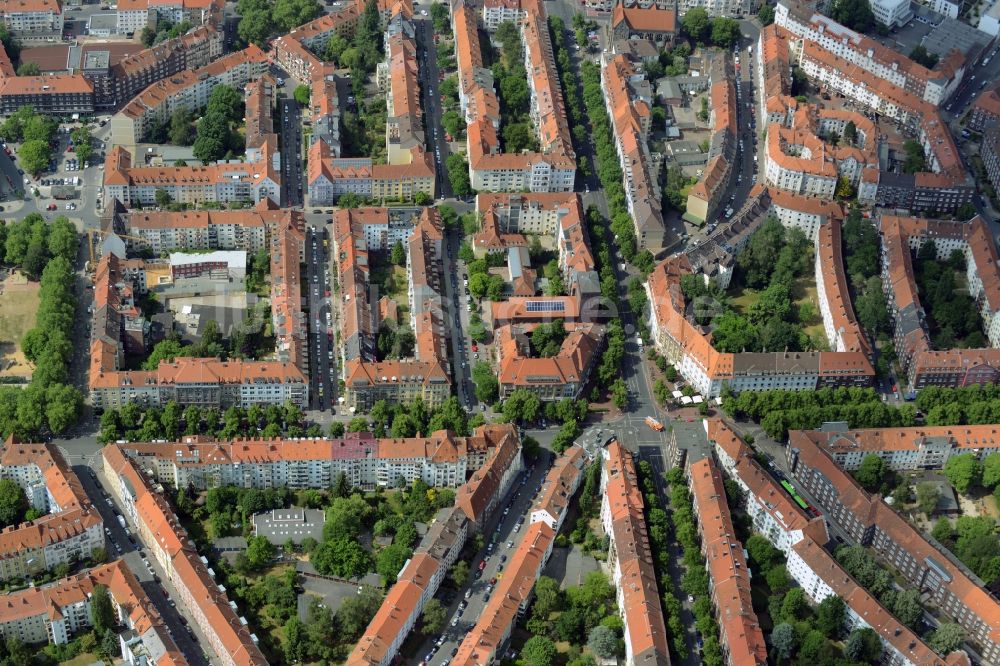 Hannover aus der Vogelperspektive: Wohngebiet einer Mehrfamilienhaussiedlung in Hannover im Bundesland Niedersachsen