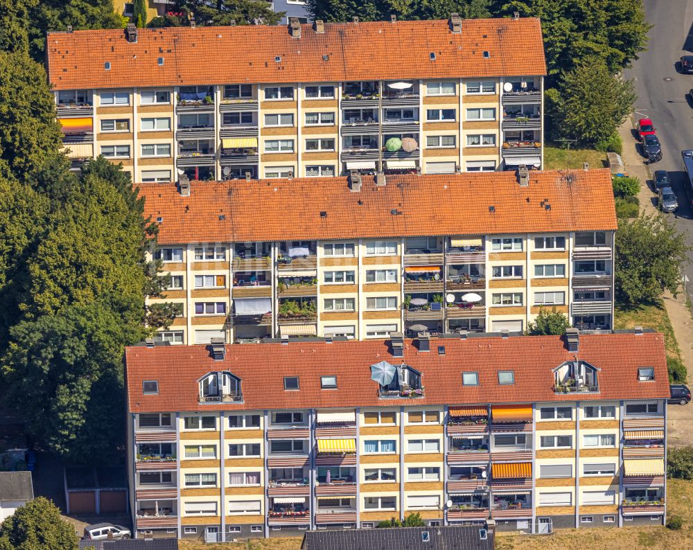 Luftaufnahme Hattingen - Wohngebiet der Mehrfamilienhaussiedlung in Hattingen im Bundesland Nordrhein-Westfalen, Deutschland