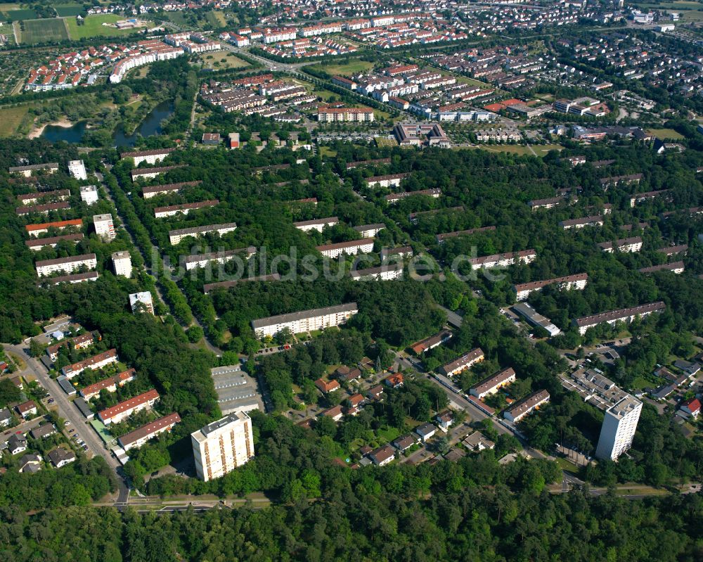 Luftbild Karlsruhe - Wohngebiet der Mehrfamilienhaussiedlung an der Insterburger Straße in Karlsruhe im Bundesland Baden-Württemberg, Deutschland