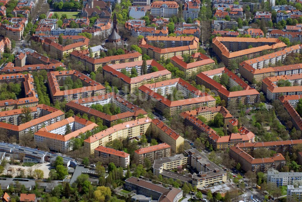 Luftbild Berlin - Wohngebiet der Mehrfamilienhaussiedlung Künstlerkolonie Berlin in Berlin, Deutschland