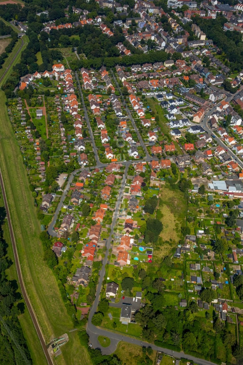 Herne aus der Vogelperspektive: Wohngebiet der Mehrfamilienhaussiedlung Kolonie Königsgrube in Herne im Bundesland Nordrhein-Westfalen