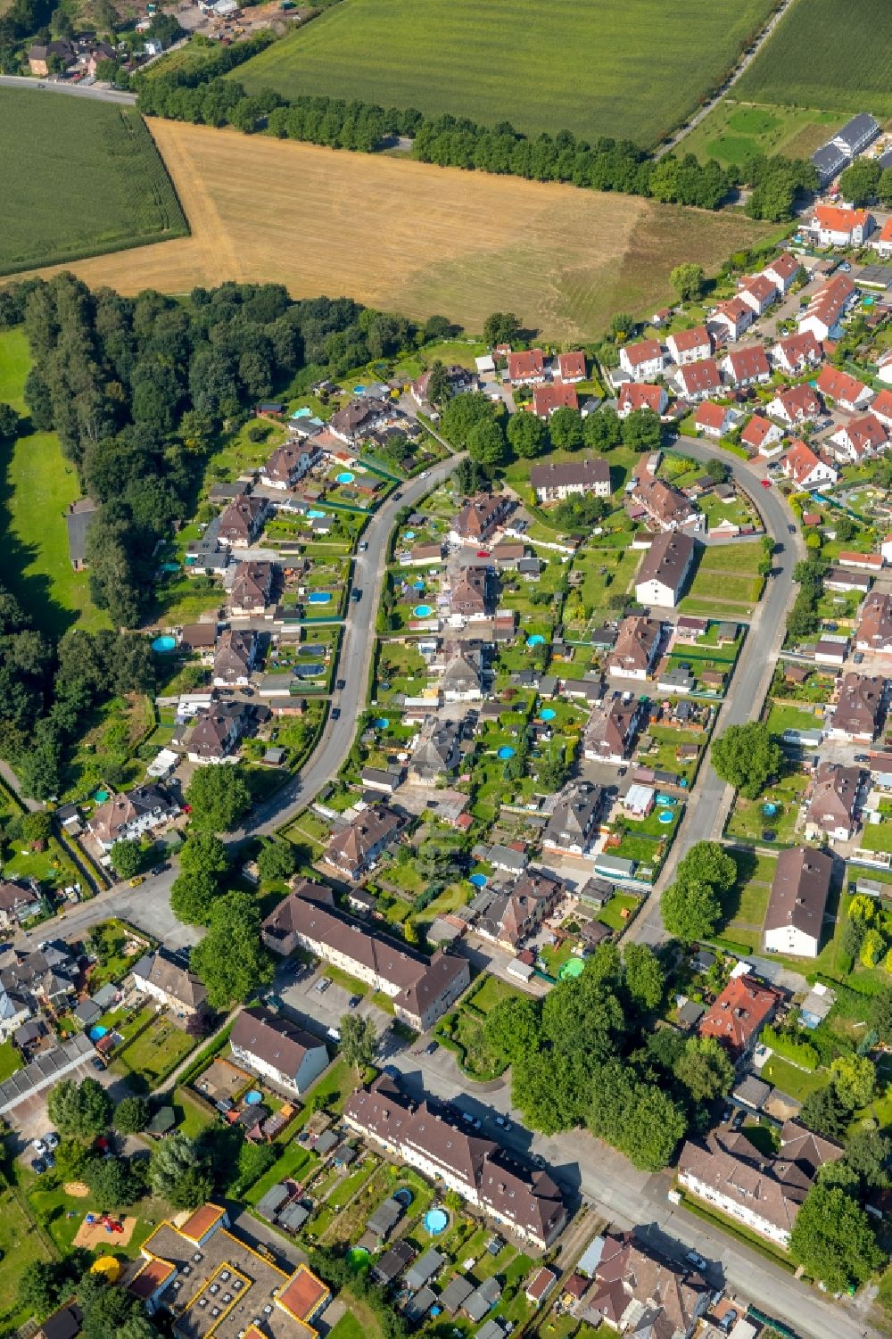 Luftbild Lünen - Wohngebiet der Mehrfamilienhaussiedlung Kolonie Oberbecker in Lünen im Bundesland Nordrhein-Westfalen