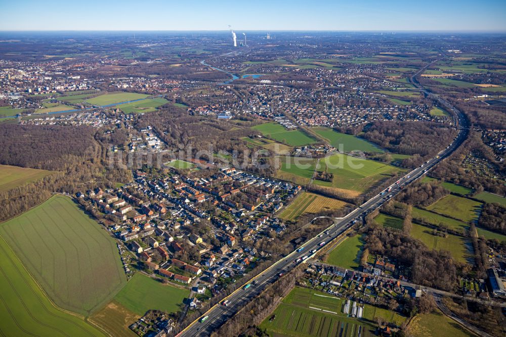 Luftaufnahme Lünen - Wohngebiet der Mehrfamilienhaussiedlung Kolonie Oberbecker in Lünen im Bundesland Nordrhein-Westfalen