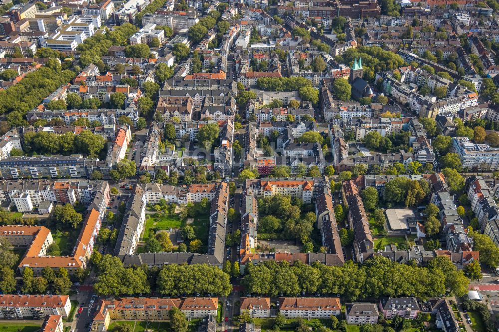 Luftbild Dortmund - Wohngebiet der Mehrfamilienhaussiedlung Kreuzviertel entlang der Arneckestraße in Dortmund im Bundesland Nordrhein-Westfalen, Deutschland