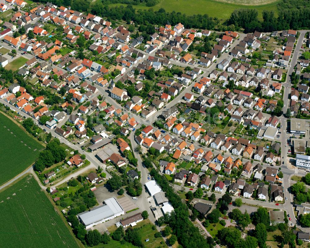 Leopoldshafen aus der Vogelperspektive: Wohngebiet der Mehrfamilienhaussiedlung in Leopoldshafen im Bundesland Baden-Württemberg, Deutschland