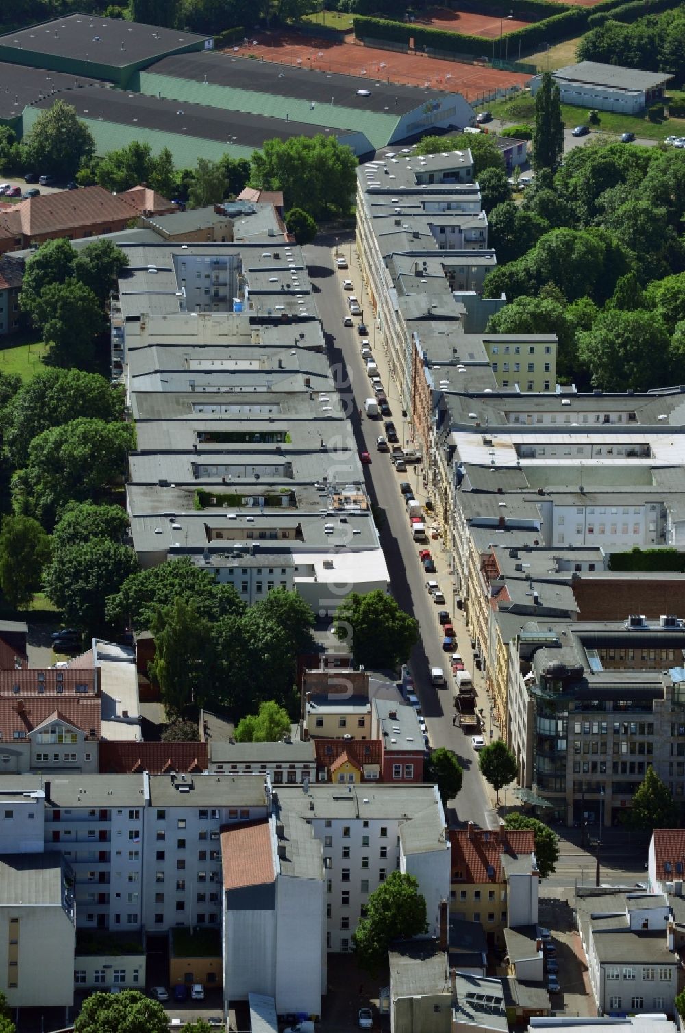 Luftaufnahme Magdeburg - Wohngebiet einer Mehrfamilienhaussiedlung in Magdeburg im Bundesland Sachsen-Anhalt