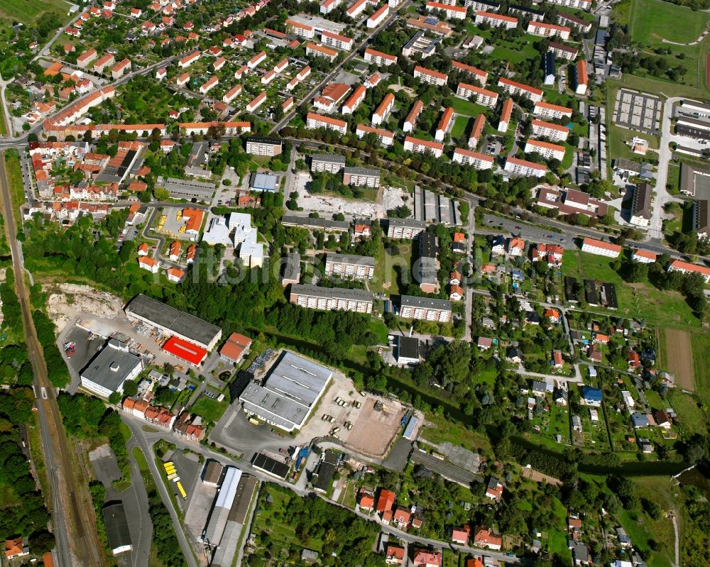 Luftaufnahme Mühlhausen/Thüringen - Wohngebiet der Mehrfamilienhaussiedlung in Mühlhausen im Bundesland Thüringen, Deutschland